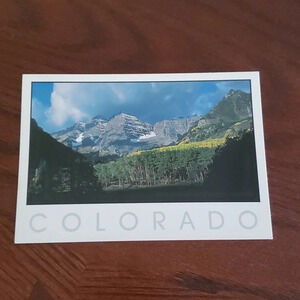 Postcard Maroon Bells, Rocky Mountains, Colorado